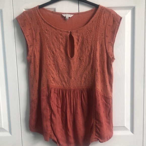 Lucky Brand Pink/Peach Flowy Embroidered Top, Size Large - Picture 9 of 12